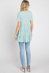 Mint Green Tiered Short Sleeve Top