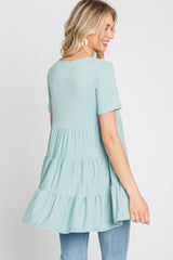 Mint Green Tiered Short Sleeve Top