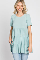 Mint Green Tiered Short Sleeve Top