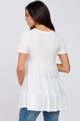 Ivory Tiered Maternity Short Sleeve Top