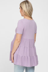 Lavender Tiered Maternity Short Sleeve Top