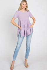 Lavender Tiered Maternity Short Sleeve Top