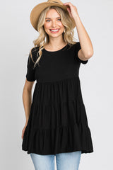 Black Tiered Short Sleeve Top