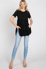 Black Tiered Short Sleeve Top