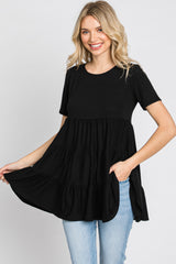 Black Tiered Short Sleeve Top