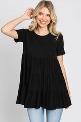 Black Tiered Short Sleeve Top