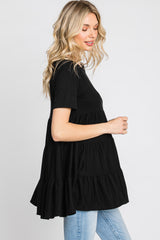 Black Tiered Short Sleeve Top