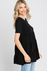 Black Tiered Short Sleeve Top