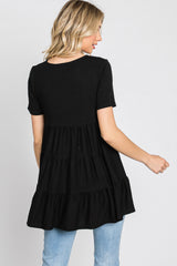 Black Tiered Short Sleeve Top