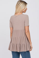 Taupe Tiered Short Sleeve Top