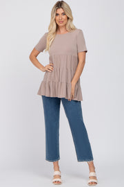 Taupe Tiered Short Sleeve Top