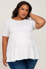 Ivory Tiered Maternity Plus Short Sleeve Top