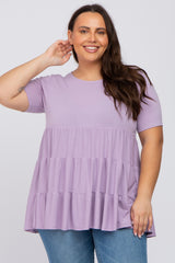 Lavender Tiered Plus Short Sleeve Top