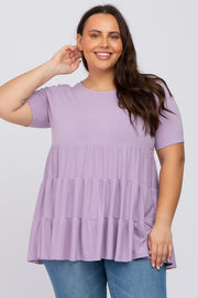 Lavender Tiered Plus Short Sleeve Top