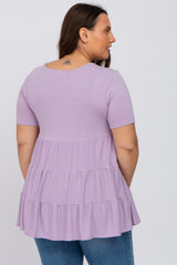 Lavender Tiered Plus Short Sleeve Top