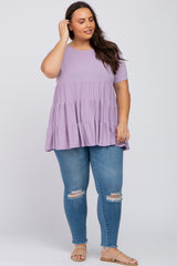 Lavender Tiered Plus Short Sleeve Top