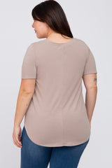 Taupe Tiered Plus Short Sleeve Top