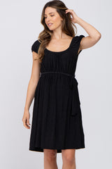 Black Front Tie Maternity Dress