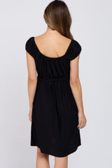 Black Front Tie Maternity Dress