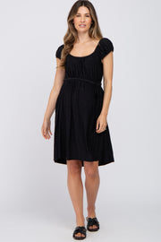 Black Front Tie Maternity Dress