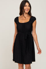 Black Front Tie Maternity Dress