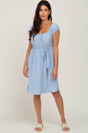 Light Blue Front Tie Dress