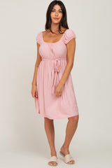 Light Pink Front Tie Dress