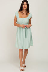 Light Green Front Tie Maternity Dress