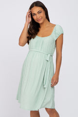 Light Green Front Tie Maternity Dress