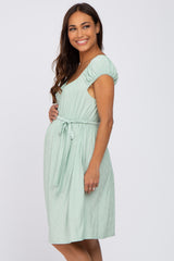 Light Green Front Tie Maternity Dress