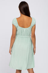 Light Green Front Tie Maternity Dress