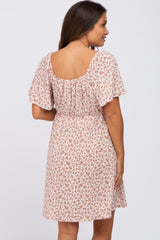 Cream Floral Short Sleeve Maternity Dress