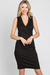 Black Fitted Wrap Dress