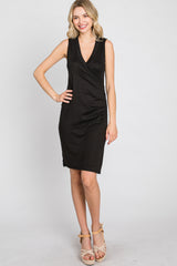 Black Fitted Wrap Dress