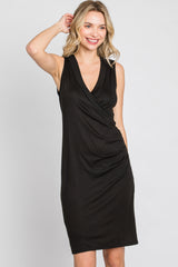 Black Fitted Wrap Dress