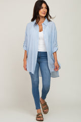 Light Blue Pinstriped Button Up Top