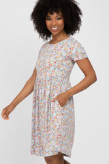 Light Blue Floral Basic Dress