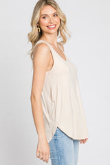 Beige Racerback Curved Hem Tank Top