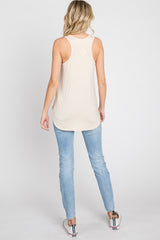 Beige Racerback Curved Hem Tank Top