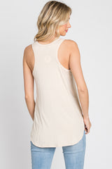 Beige Racerback Curved Hem Tank Top