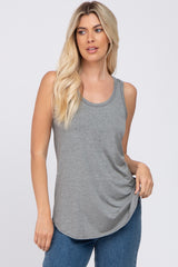 Heather Grey Curved Hem Tank Top