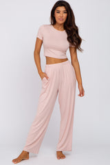 Light Pink Crop Top Lounge Set