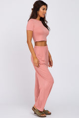 Mauve Crop Top Lounge Set