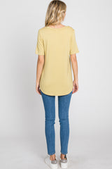 Yellow Pocket Front Curved Hem Top