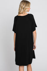 Black Front Pocket Raglan Dress