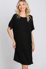 Black Front Pocket Raglan Dress