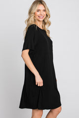 Black Front Pocket Raglan Dress