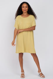 Yellow Front Pocket Raglan Dress