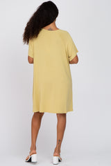 Yellow Front Pocket Raglan Dress