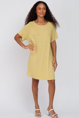 Yellow Front Pocket Raglan Dress